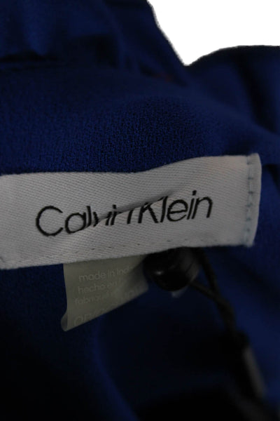 Calvin Klein Womens Sleeveless V-Neck Jumpsuit Blue Tie Waist Polyester Size 0P