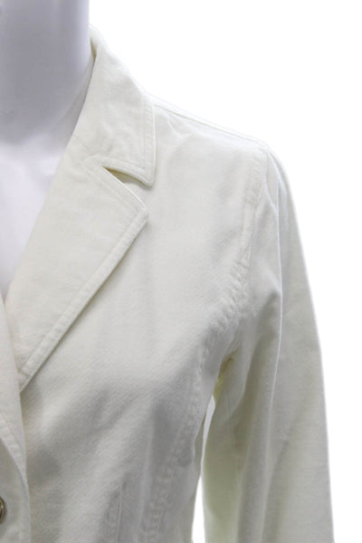 Rachel Zoe Womens Basic Corduroy Jacket White Button Long Sleeve Size M