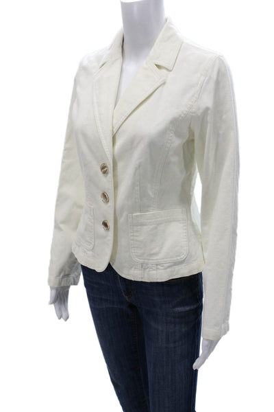 Rachel Zoe Womens Basic Corduroy Jacket White Button Long Sleeve Size M