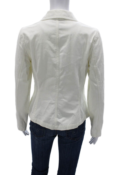 Rachel Zoe Womens Basic Corduroy Jacket White Button Long Sleeve Size M
