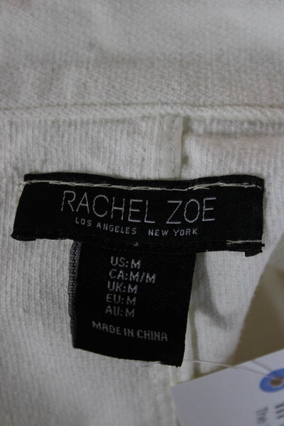 Rachel Zoe Womens Basic Corduroy Jacket White Button Long Sleeve Size M