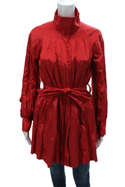 Armani Exchange Women Red Rain Coat Button Closure Long Sleeve Solid Size XS