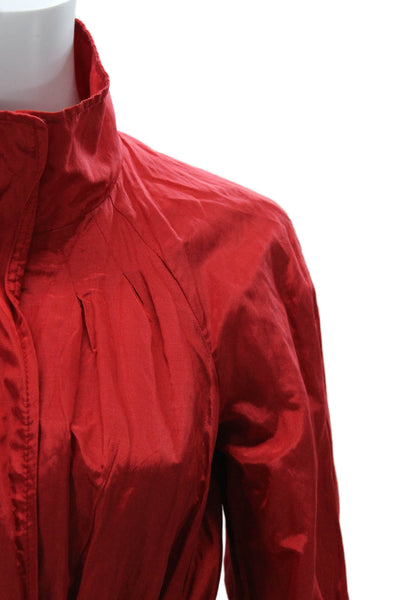 Armani Exchange Women Red Rain Coat Button Closure Long Sleeve Solid Size XS