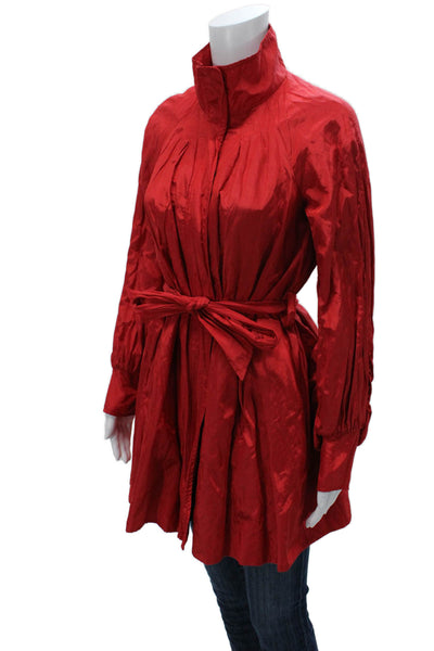 Armani Exchange Women Red Rain Coat Button Closure Long Sleeve Solid Size XS