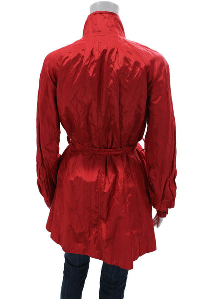 Armani Exchange Women Red Rain Coat Button Closure Long Sleeve Solid Size XS
