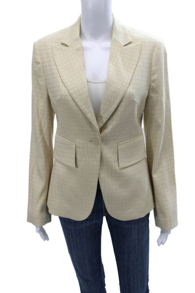Joel & Elliot Women Blazer Beige Geometric Button Long Sleeve Size S
