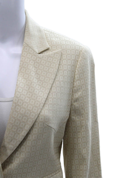Joel & Elliot Women Blazer Beige Geometric Button Long Sleeve Size S