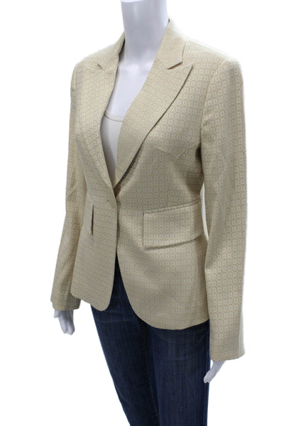 Joel & Elliot Women Blazer Beige Geometric Button Long Sleeve Size S