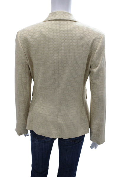 Joel & Elliot Women Blazer Beige Geometric Button Long Sleeve Size S