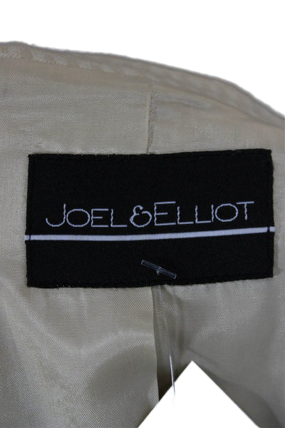 Joel & Elliot Women Blazer Beige Geometric Button Long Sleeve Size S