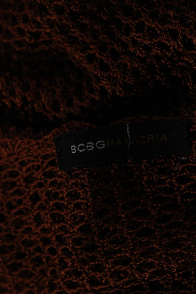 BCBGMAXAZRIA Women Cardigan Brown Floral Rayon V-Neck Long Sleeve Size M