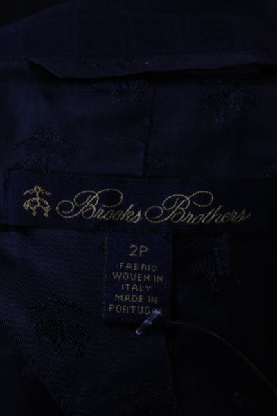 Brooks Brothers Women Blazer Blue Check 100% Wool Button Long Sleeve Size 2P