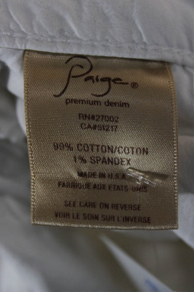 Paige Womens Cropped Jeans White Low Rise Button Cotton Blend Size 27