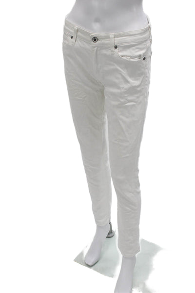 Vince Women Skinny White Jeans Mid Rise Button Cotton Size 27