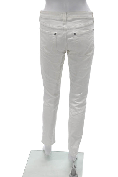 Vince Women Skinny White Jeans Mid Rise Button Cotton Size 27