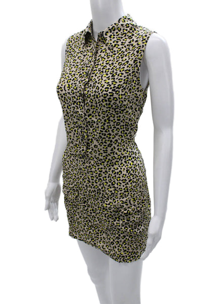 Equipment Femme Womens Silk Shirt Dress Beige Animal Print Size XS
