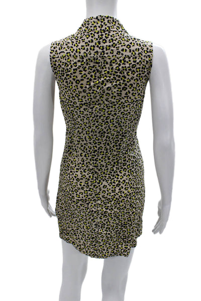Equipment Femme Womens Silk Shirt Dress Beige Animal Print Size XS