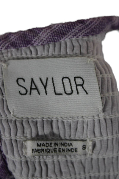 Saylor Womens Purple Striped Cotton Sundress Knee Length Size S