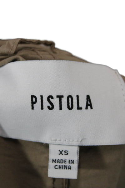 Pistola Women Collared Short Sleeve Beige Cotton Jumpsuit Size XS