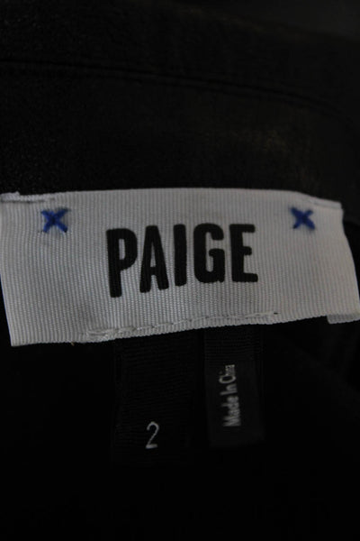 Paige Womens Black Collared Short Sleeve Jumpsuit Polyurethane Button Size 2