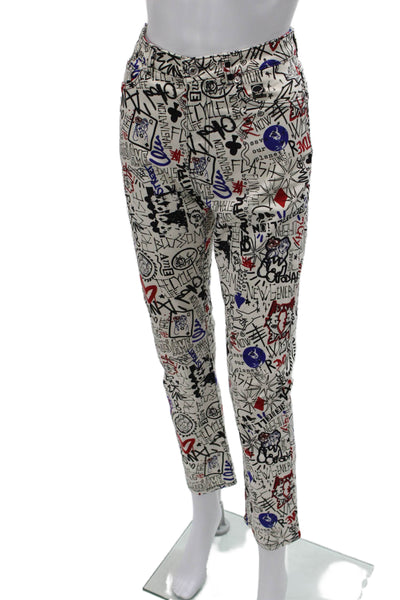 Ottod Ame Women Ankle Pants Multicolor Geometric Cotton Elastane Zip Size 42
