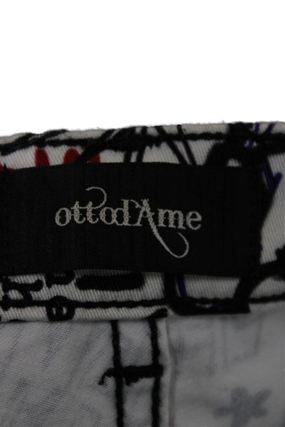 Ottod Ame Women Ankle Pants Multicolor Geometric Cotton Elastane Zip Size 42