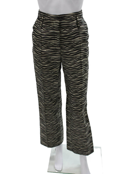 Seventy Womens Black Animal Print Viscose Zip Pants Size 42