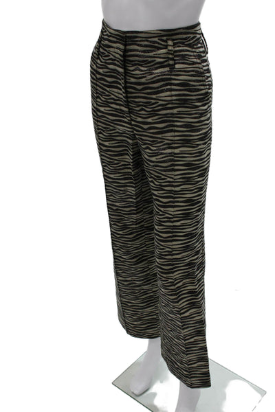 Seventy Womens Black Animal Print Viscose Zip Pants Size 42