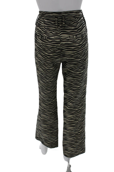 Seventy Womens Black Animal Print Viscose Zip Pants Size 42