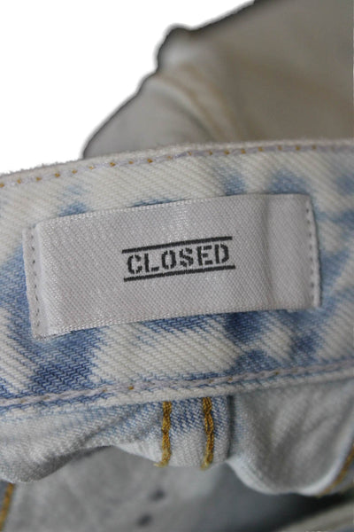 Closed Women Tapered Paint Splatter White Cotton Jeans Button Size 23