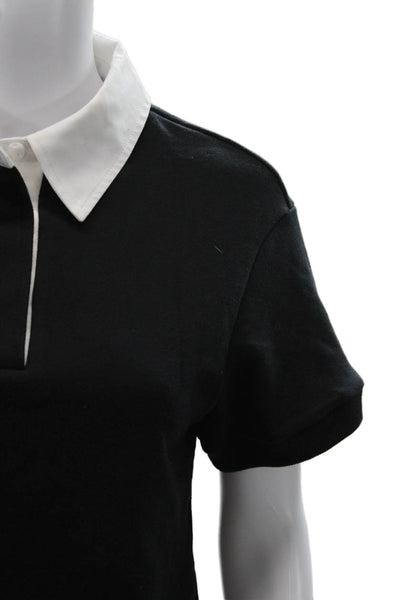 TWENTY MONTREAL Women Cropped Black Collared Polo Short Sleeve Polyester Size S