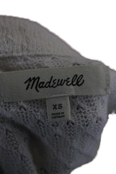Madewell Women Basic 100% Cotton V-Neck Sleeveless Tank Button Ivory Size XS