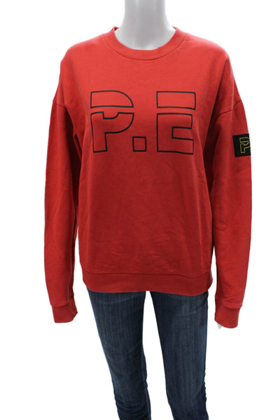 PE Nation Womens Pullover Sweatshirt Red Cotton Crew Neck Long Sleeve Size S