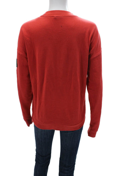 PE Nation Womens Pullover Sweatshirt Red Cotton Crew Neck Long Sleeve Size S