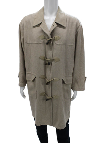 Agnona Unisex Adults Beige Cashmere Toggle Overcoat Long Sleeve Size L