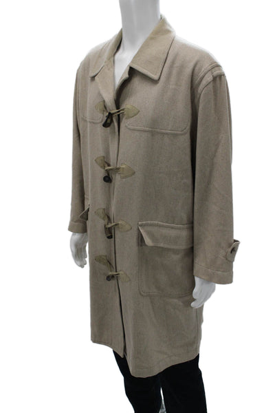 Agnona Unisex Adults Beige Cashmere Toggle Overcoat Long Sleeve Size L
