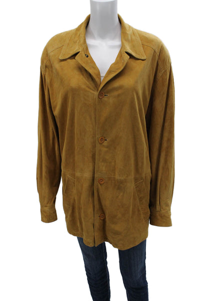 La Matta Unisex Adults Brown Leather Button Jacket Blouse Size M