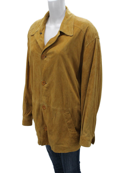 La Matta Unisex Adults Brown Leather Button Jacket Blouse Size M