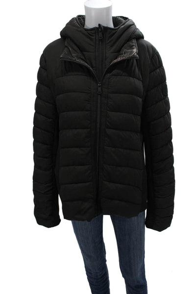 Bernando Womens Black Puffer Jacket Polyester Long Sleeve Zip Size XL