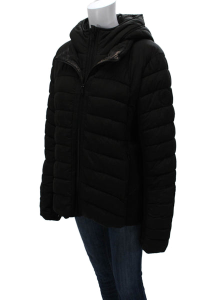 Bernando Womens Black Puffer Jacket Polyester Long Sleeve Zip Size XL