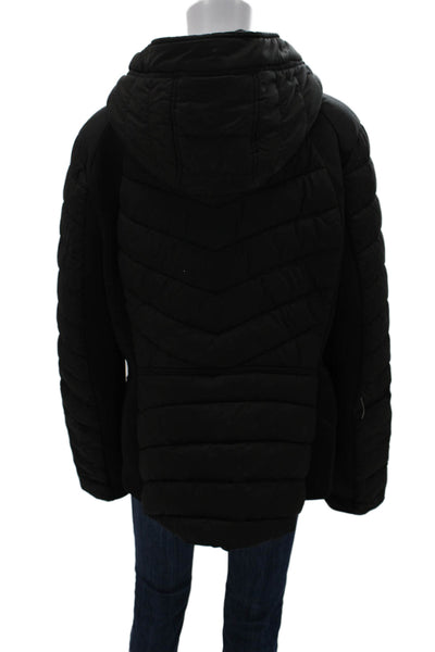 Bernando Womens Black Puffer Jacket Polyester Long Sleeve Zip Size XL