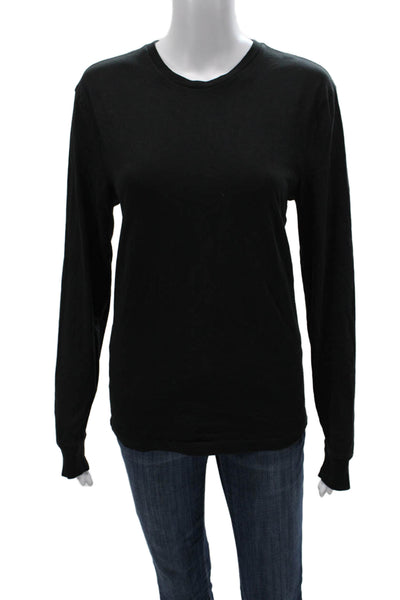 J Crew Women Black 100% Cotton Crew Neck Long Sleeve Basic T-Shirt Size S