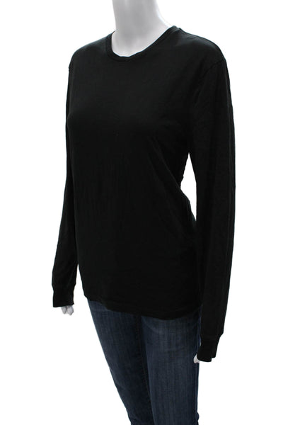 J Crew Women Black 100% Cotton Crew Neck Long Sleeve Basic T-Shirt Size S