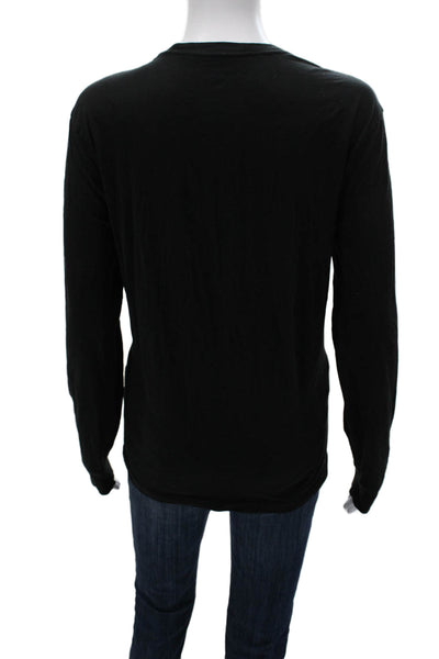 J Crew Women Black 100% Cotton Crew Neck Long Sleeve Basic T-Shirt Size S