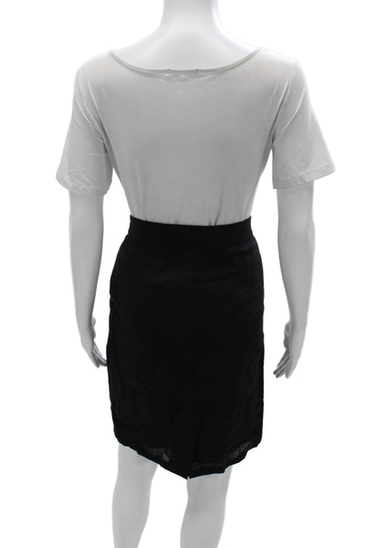 Donna Karan New York Women Straight Pencil Skirt Black Linen Zip Size 4