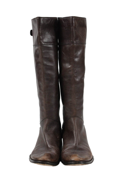 Coach Womens Leather Knee High Maely Riding Boots Brown Size 8 B