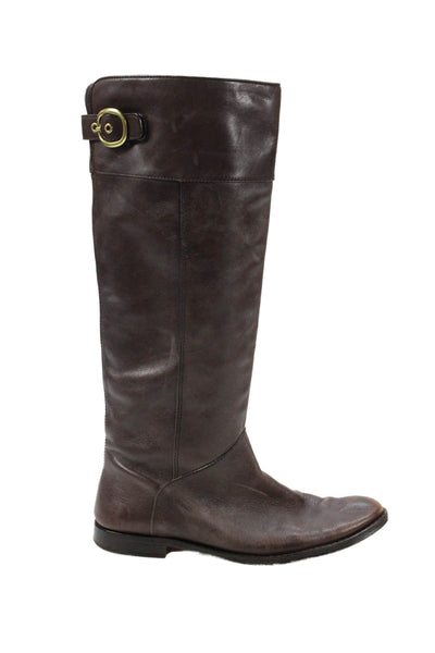 Coach Womens Leather Knee High Maely Riding Boots Brown Size 8 B