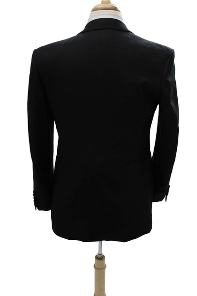 Partito Mens Double Breasted Black Wool Blend Button Jacket Size 40