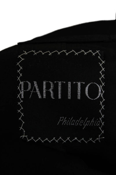 Partito Mens Double Breasted Black Wool Blend Button Jacket Size 40