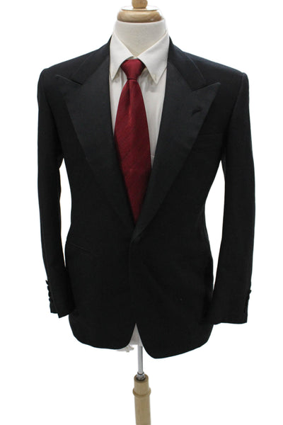 Partito Mens One Button Wool Blend Black Jacket Size 40